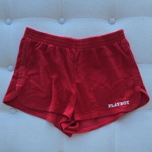 PLAYBOY Women's Terrycloth Red Athletic Shorts